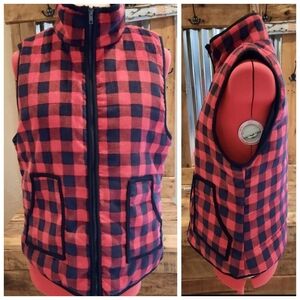 Buffalo check winter Vest M Staccato red black